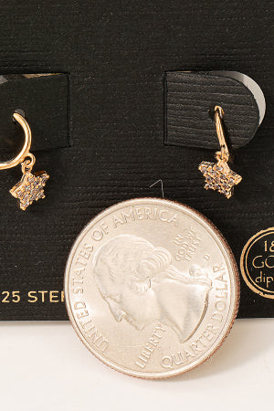 Gold Dipped Mini Star Drop Hoop Earrings