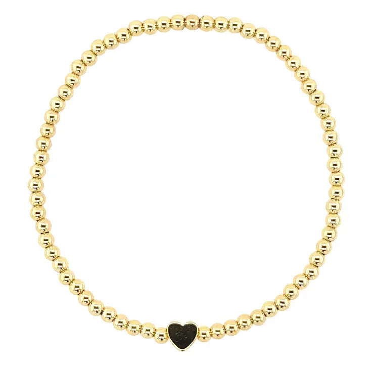 Bara Boheme Solid Heart | Charm and Gold Filled Ball Beads Bracelet