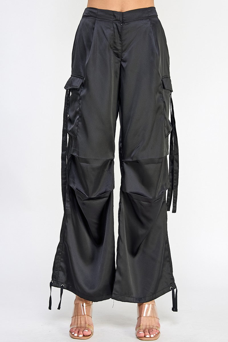 Work Day Satin Cargo Pants