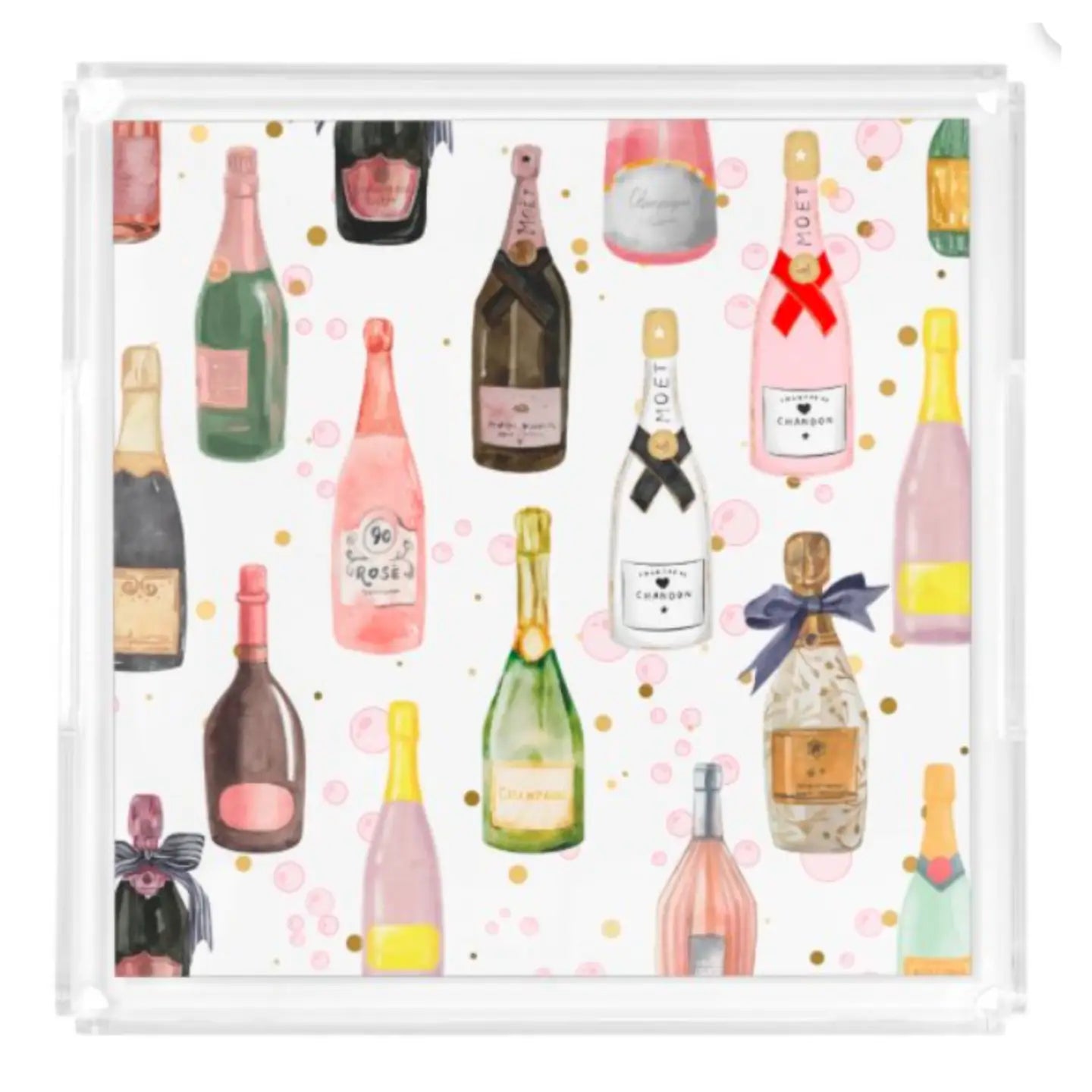 Acrylic Serving Tray - Holiday Collection - Pop the Champagne 12 x 12