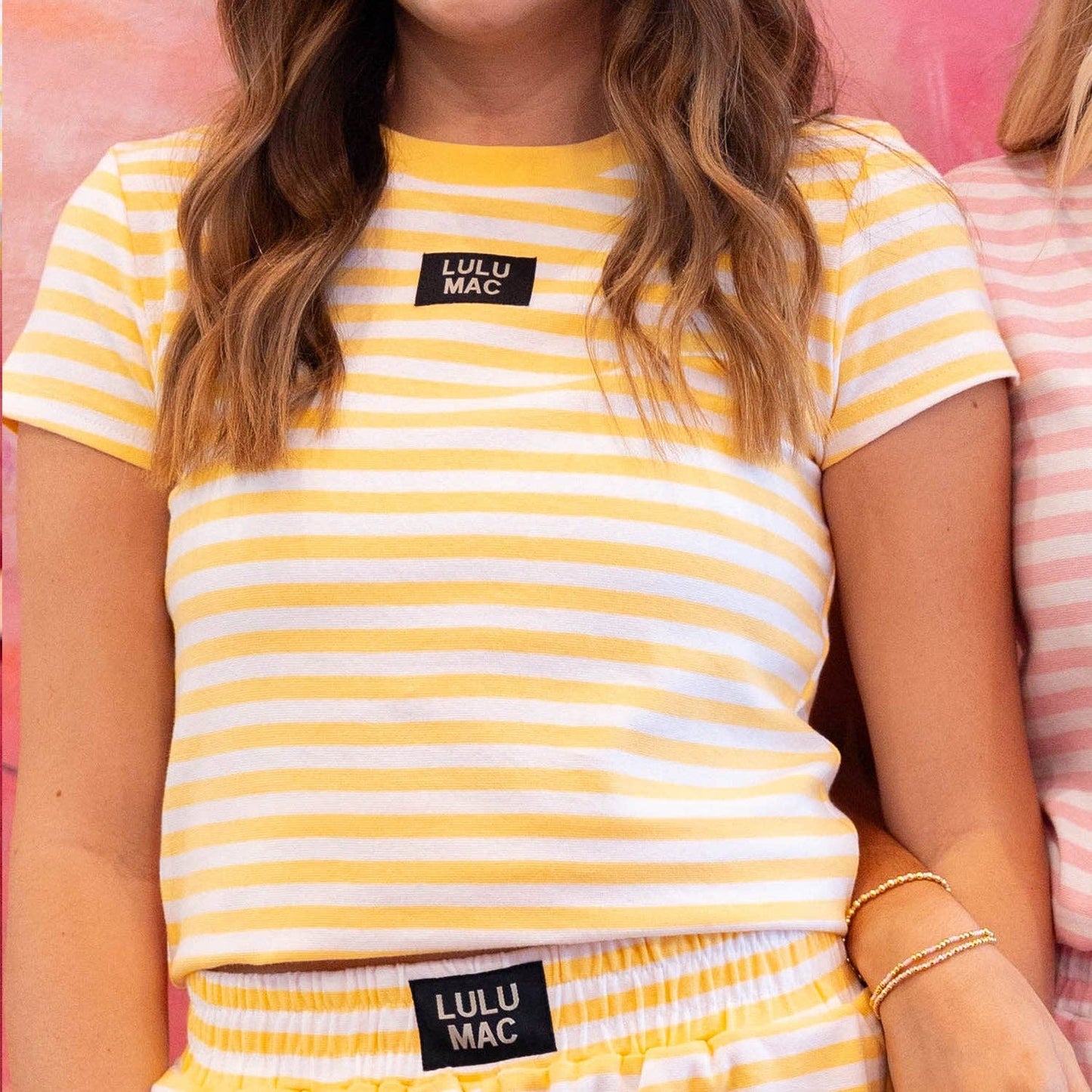 Lulu Mac STRIPE BABY DOLL TOP SS-YELLOW