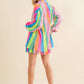 Presley Pleated Rainbow Shirt with Matching Shorts