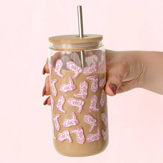Western Cowgirl Boots Glass Can