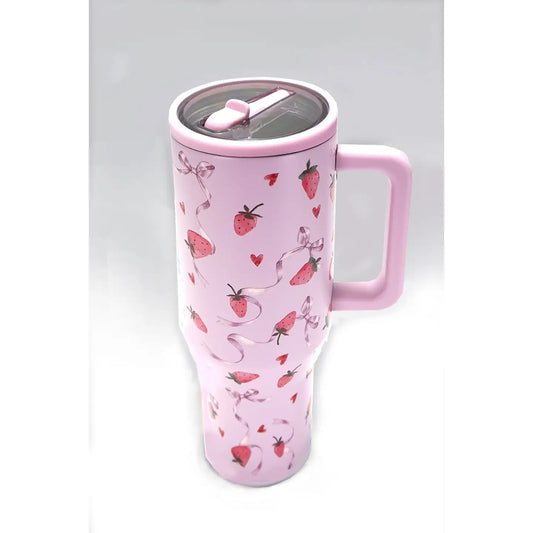 Strawberry Pink Sand 40oz Spill Free Stainless Steel Vacuum Tumbler