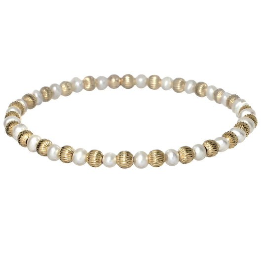 Bara Boheme Chloe | Stretchy Anti-Tarnish Gold Filled & Pearls Bracelet