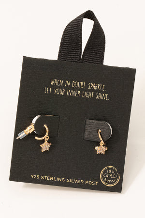 Gold Dipped Mini Star Drop Hoop Earrings