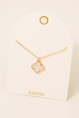 Mother Of Pearl Clover Pendant Necklace