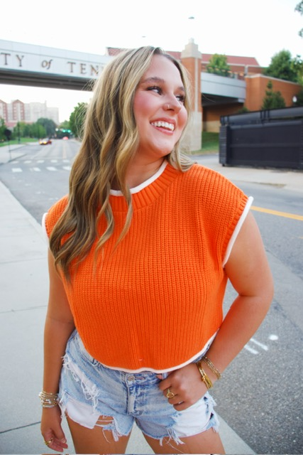 Neyland Orange Semi Cropped Sweater