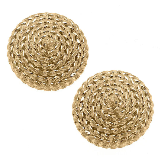 Ethel Rope Coil Earrings in Worn Gold